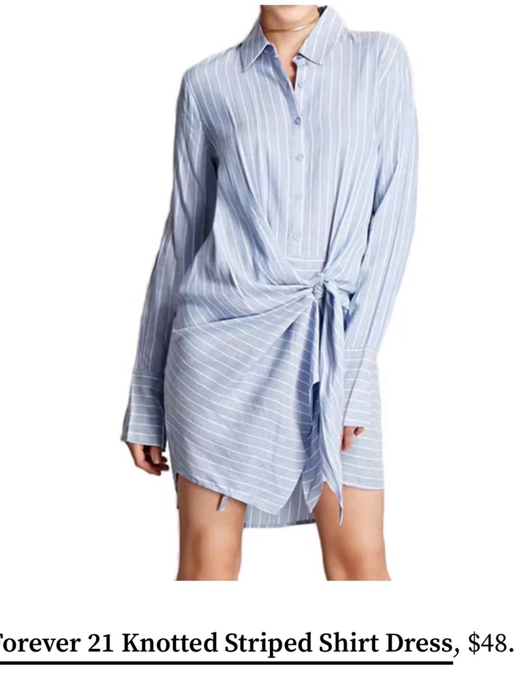 BNWTForever 21 Light Blue & White Striped Knotted Shirt Dress Medium